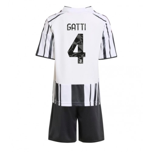 Otroški Nogometni dresi Juventus Federico Gatti #4 Domači 2025-26 Kratek Rokav (+ Kratke hlače)